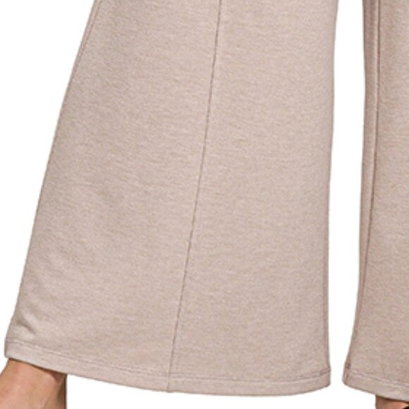 FRENCH TERRY DEEP V-NECK JUMPSUITS | Ash Mocha - Picture 5 of 5